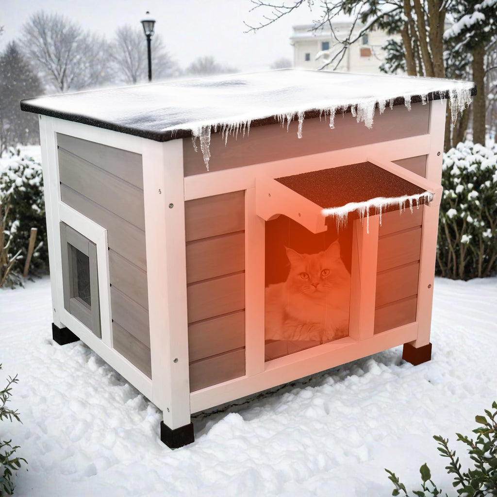 Grey Outdoor Insulated Cat House J856191