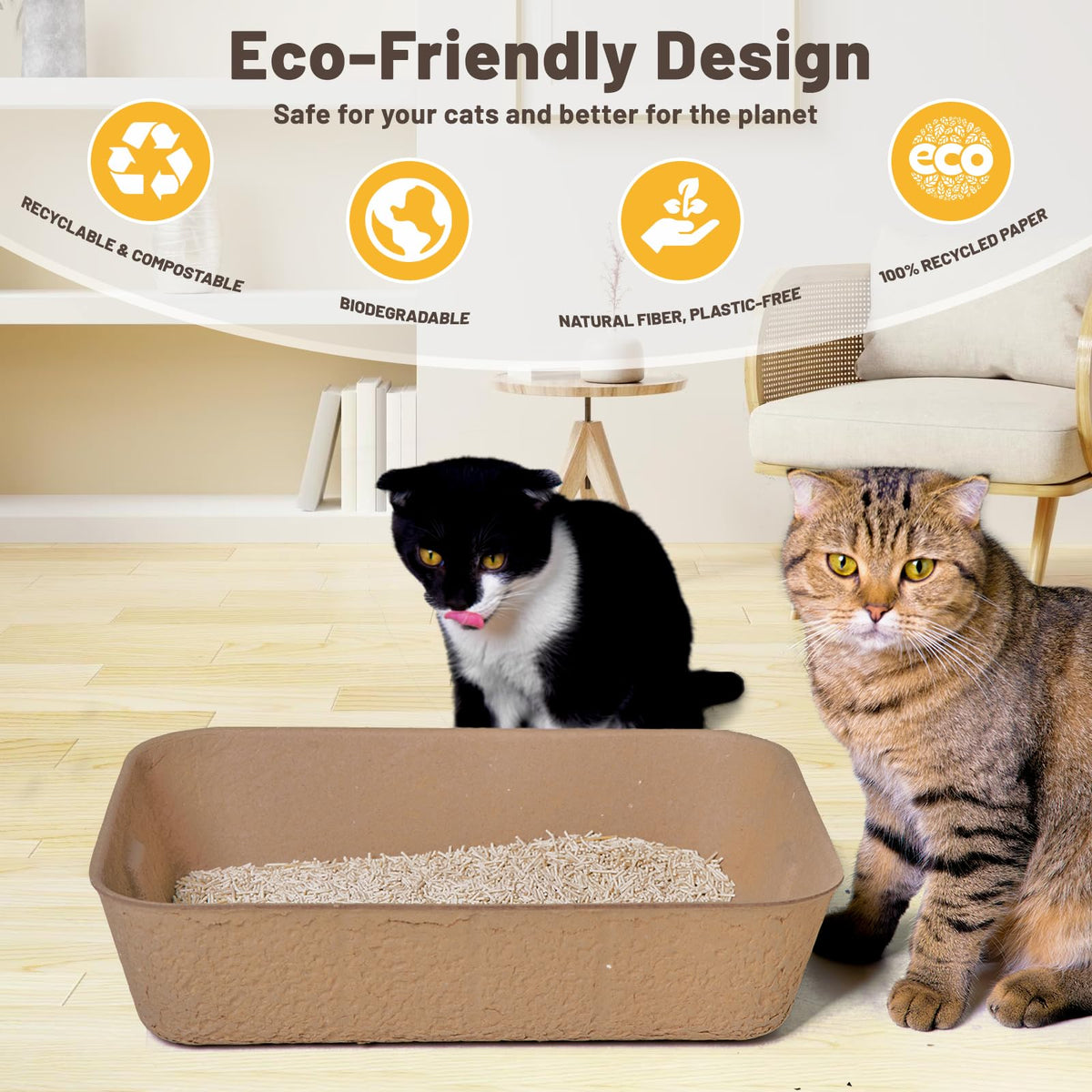 4 Pack Disposable Cardboard Cat Litter Boxes W9290