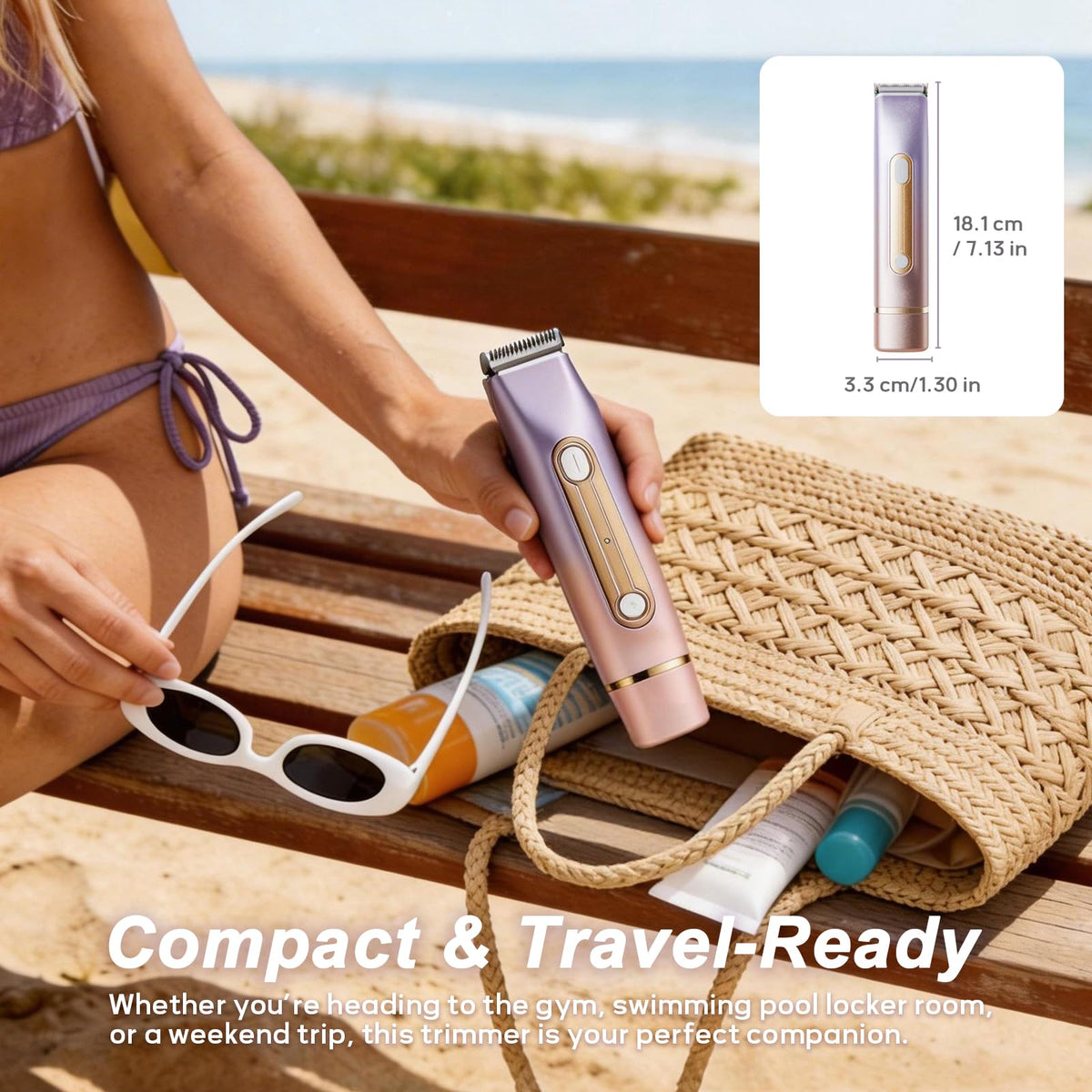 Light Purple Waterproof Dual-Head Bikini Trimmer I2549