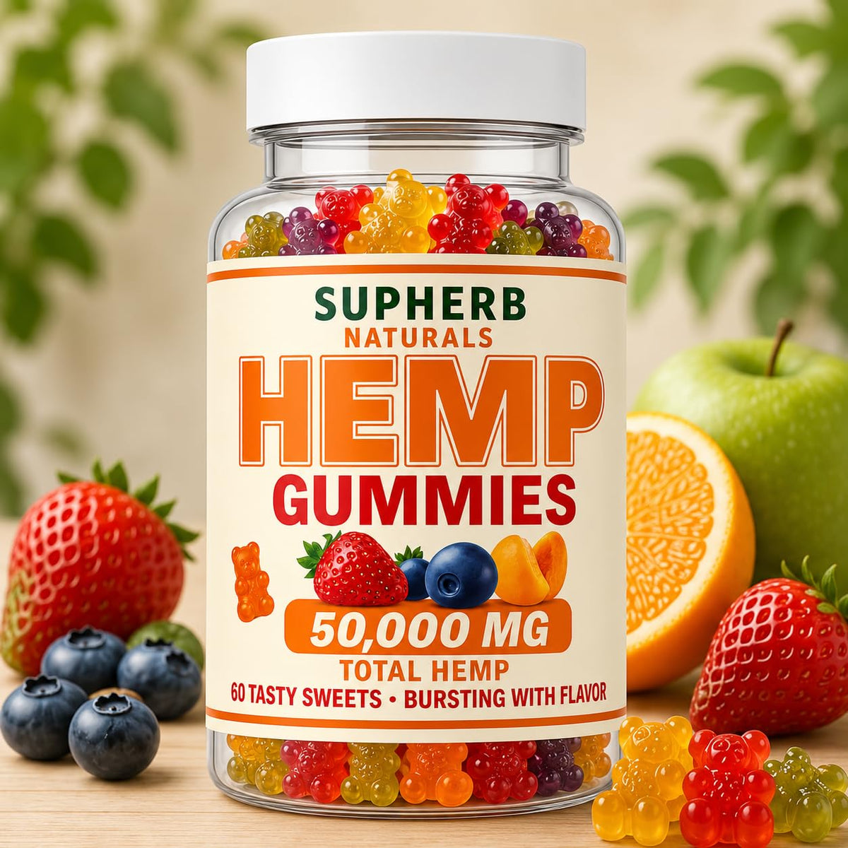 Sugar Free Vegan Hemp Gummies, 60 Count R3483