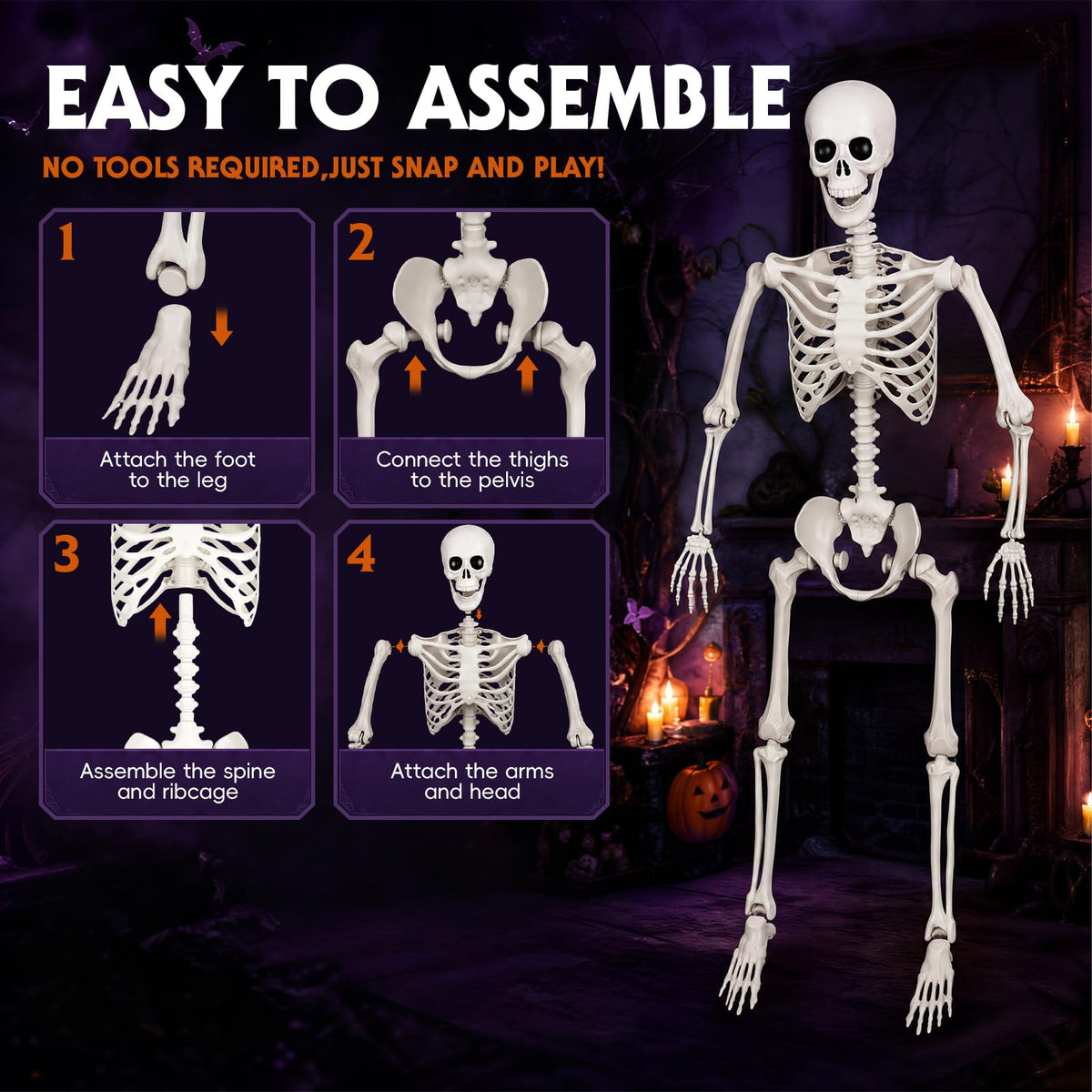 5.4 Ft Halloween Full Body Skeleton X11755