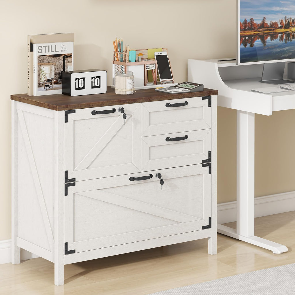 White 4 Drawer File Cabinet with Lock O869