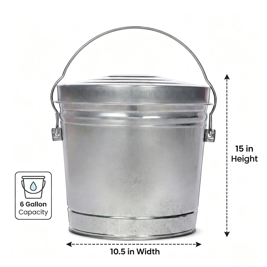 Galvanized Steel 6 Gallon Storage Can with Locking Lid M228609