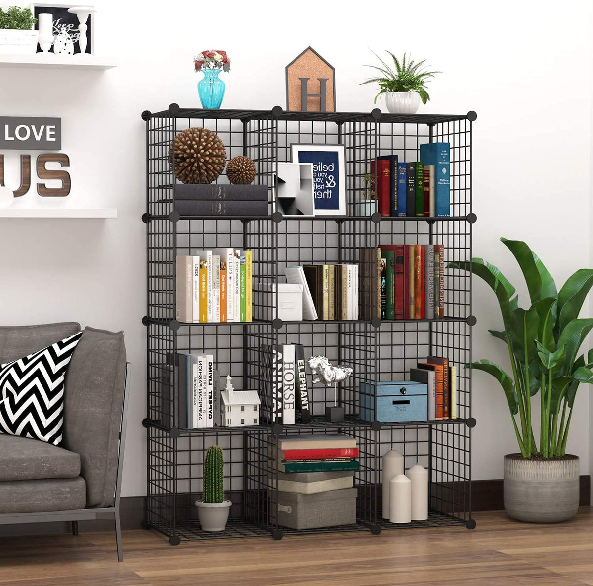 Black 12 Cube Wire Storage Organizer G460277