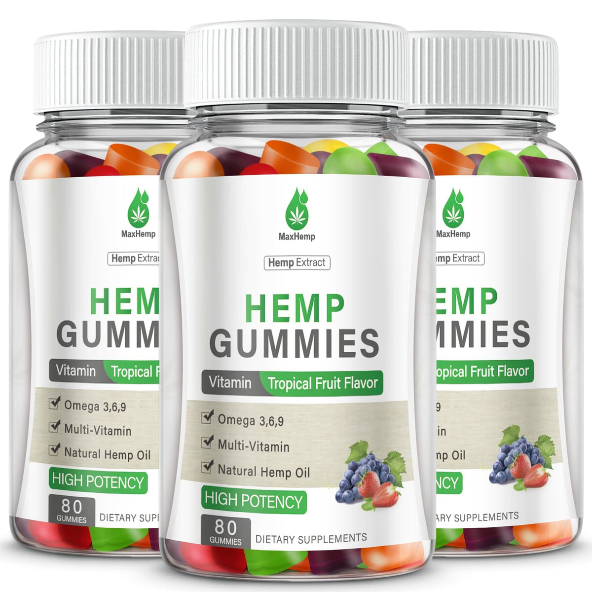 Hemp Gummies 100% Natural Organic Vegan 3 Packs I451899