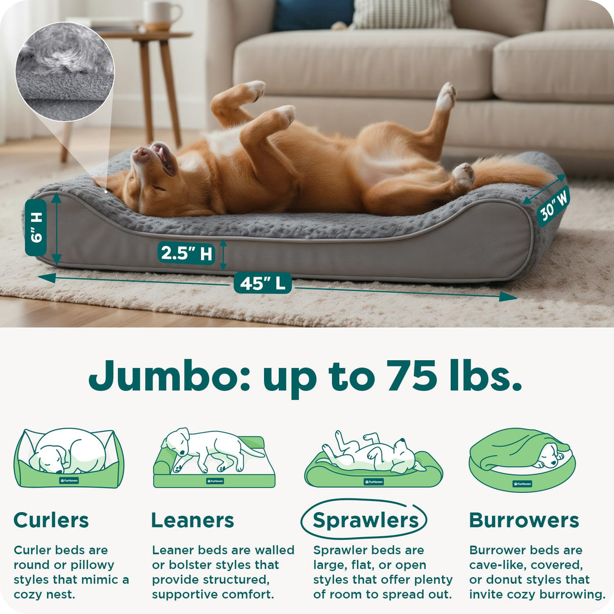 XL Plush Suede Orthopedic Dog Bed I25429