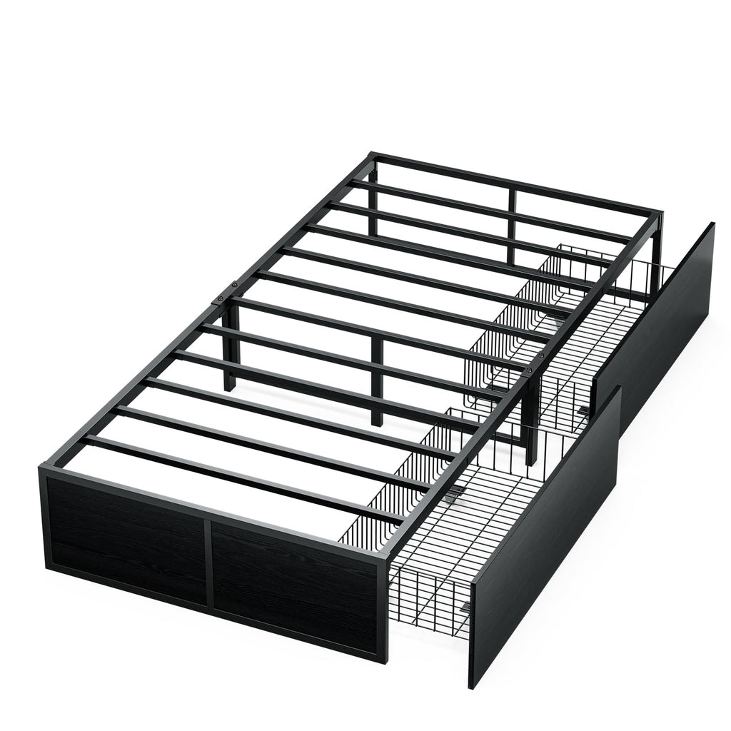 Twin Metal Platform Bed Frame with 2 XL Storage Drawers S8110