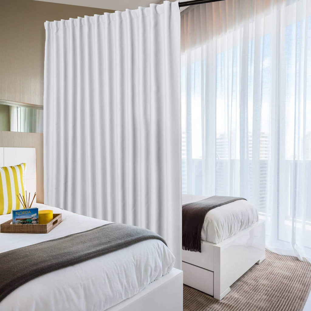 Extra Wide Blackout Thermal Curtain Panel with Back Tab & Rod Pocket, 100 x 84 Inches, Greyish White E1078