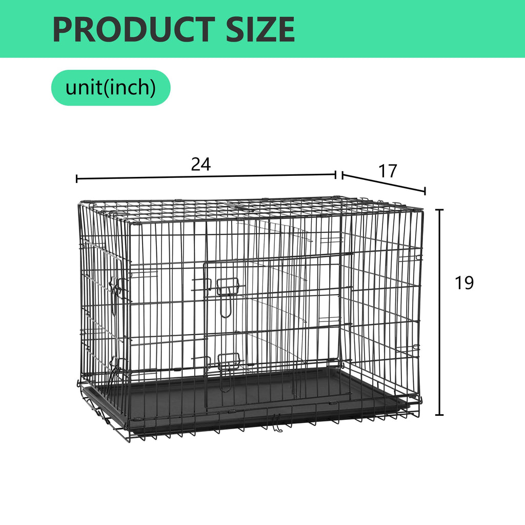 24 inch Folding Metal Wire Dog Crate with Double Door O636