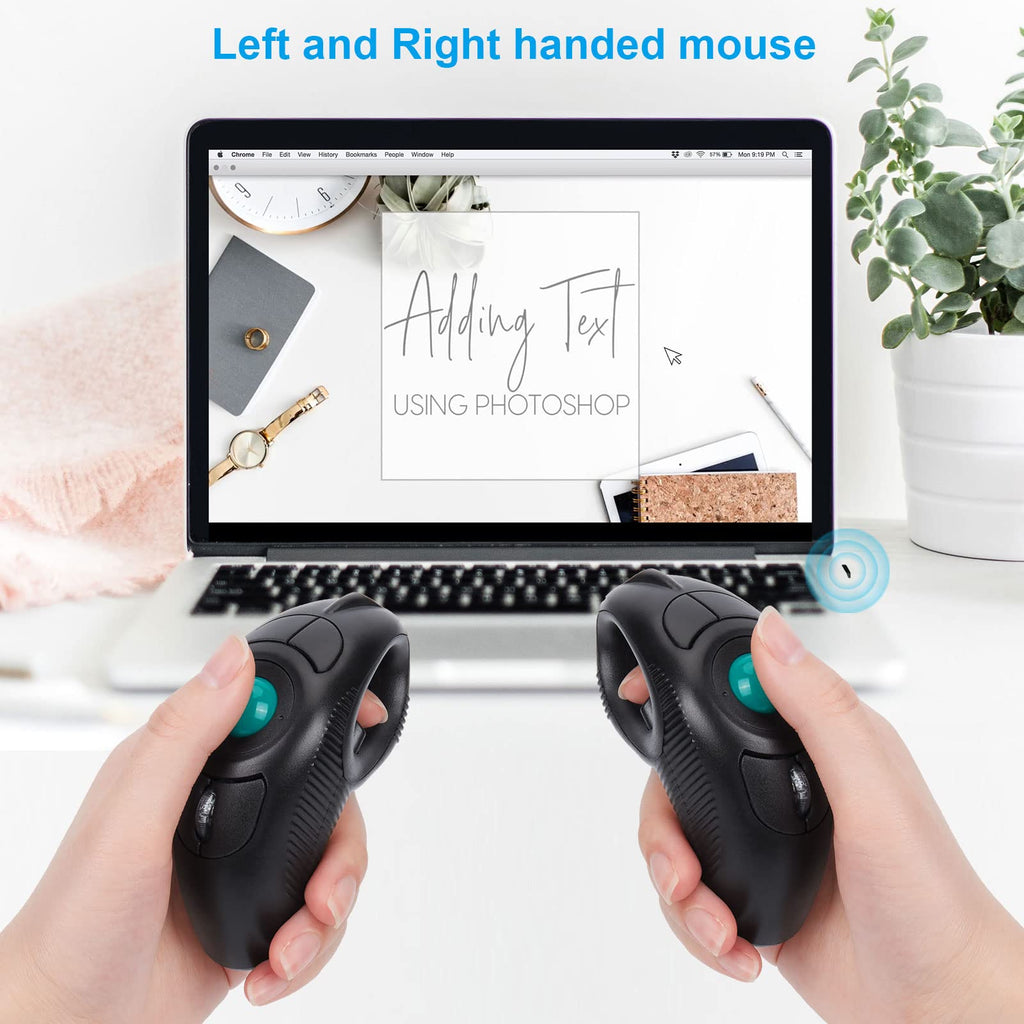Wireless USB Handheld Finger Trackball Mouse O6318