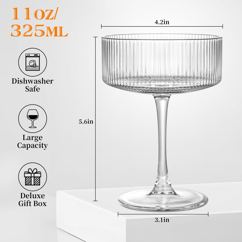 Ribbed Coupe Glasses Set of 6 B3997