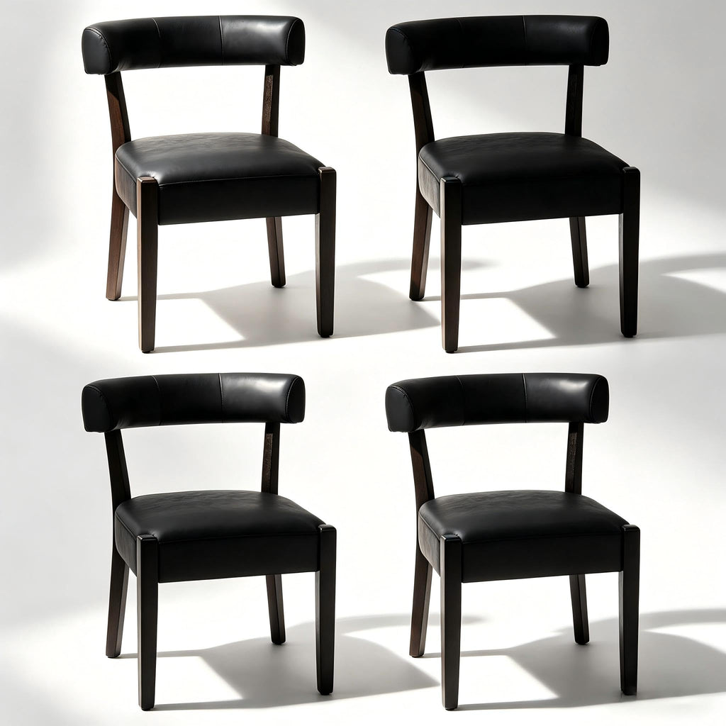 Black Faux Leather Dining Chairs Set of 4 Y559