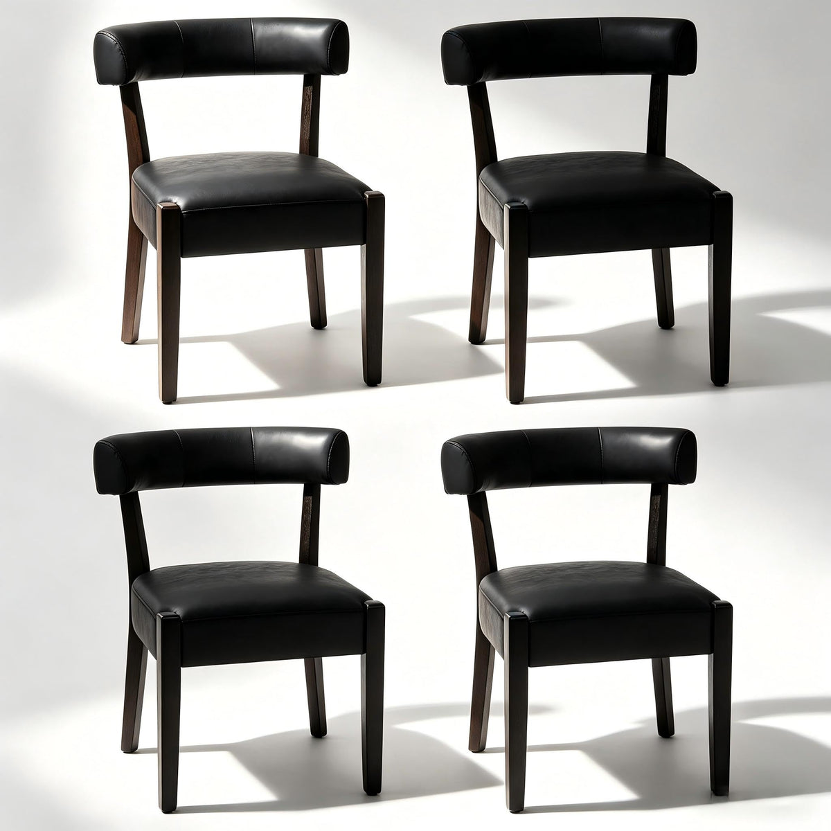 Black Faux Leather Dining Chairs Set of 4 Y559