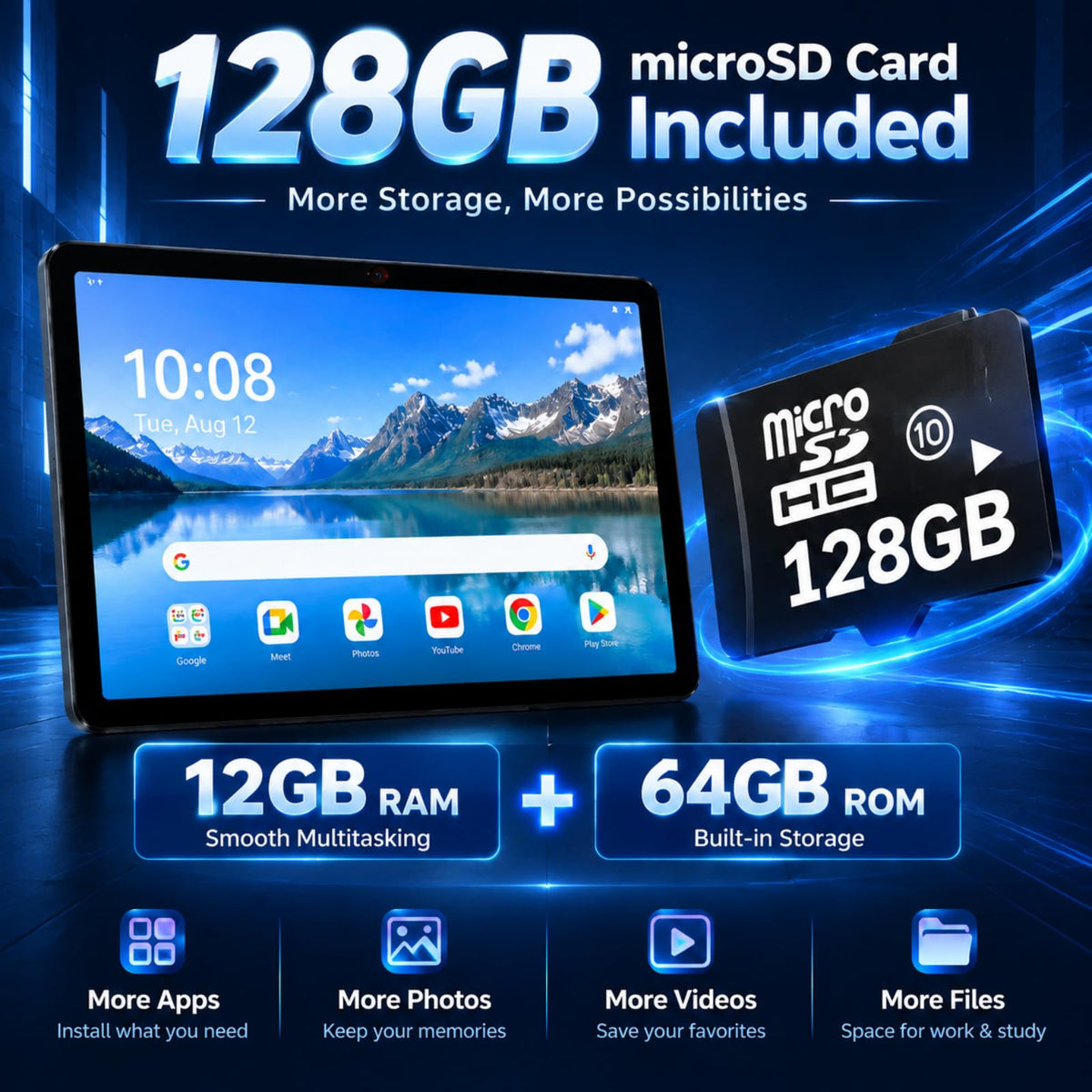 Android 15 Tablet 10.1 in 12GB RAM 64GB ROM V42144