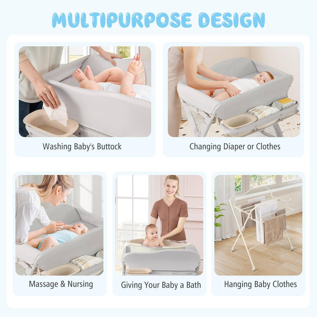 Portable Foldable Baby Changing Table with Wheels X177