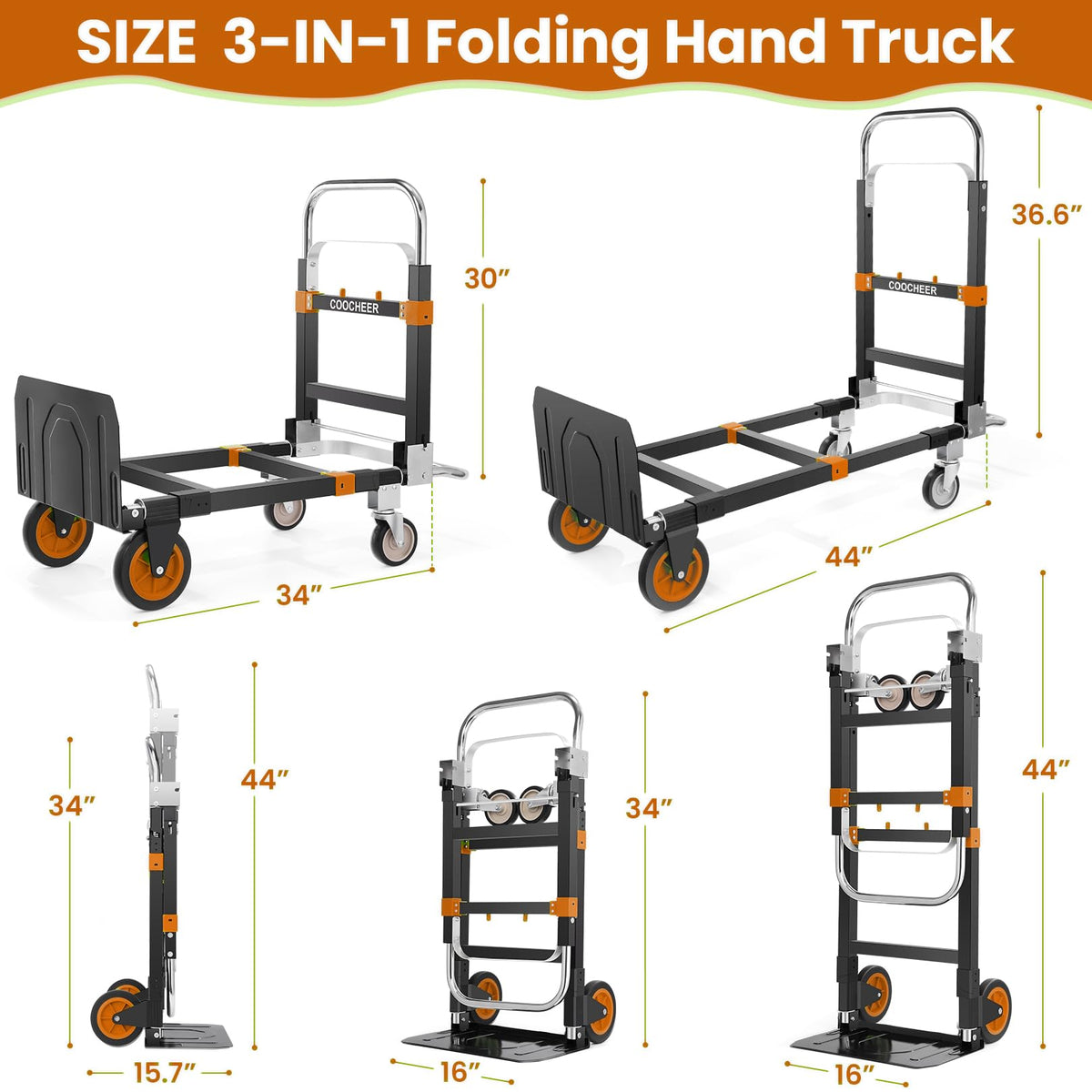 Folding Hand Truck Orange B252543