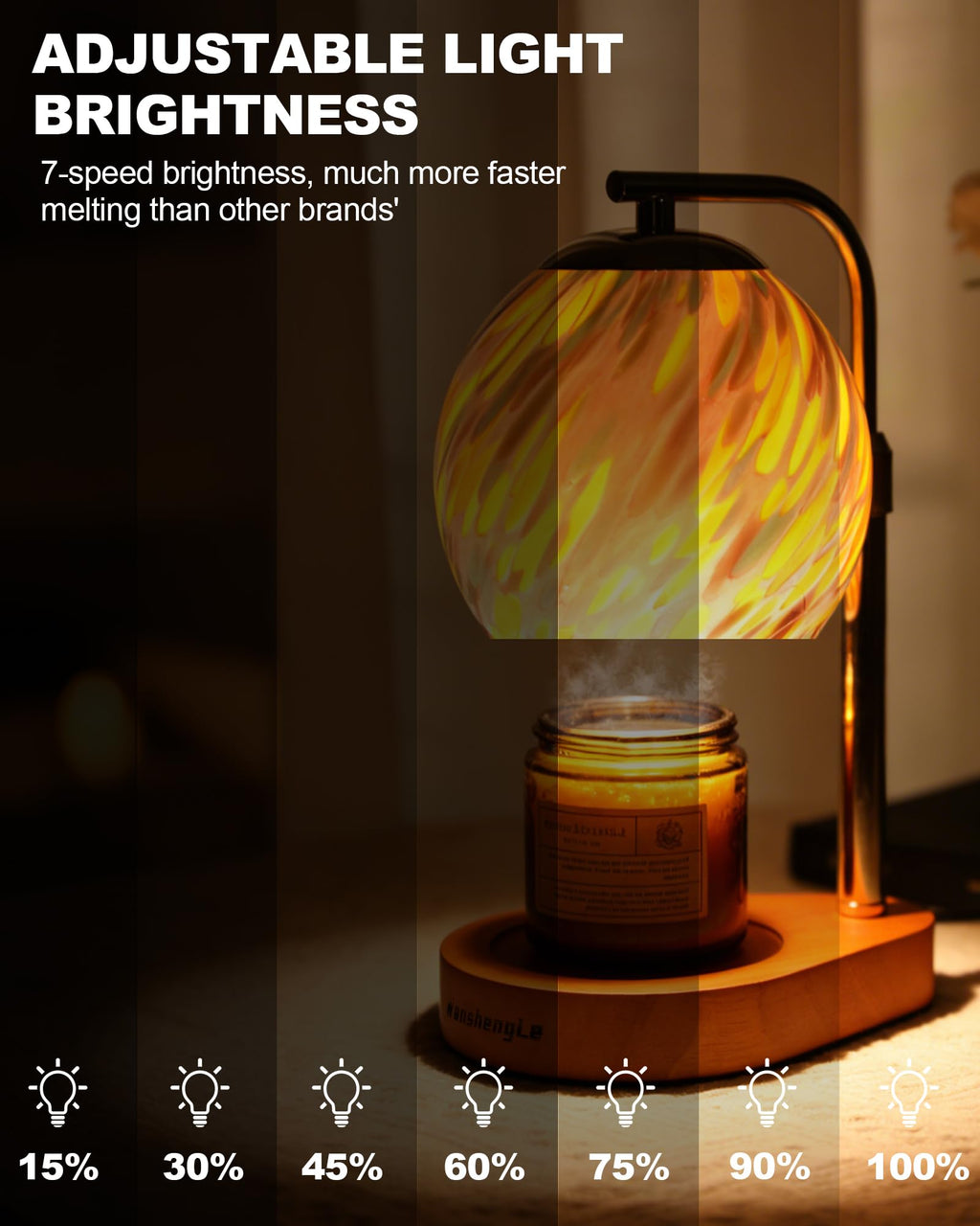 Stained Glass Candle Warmer Lamp with Adjustable Height J9880