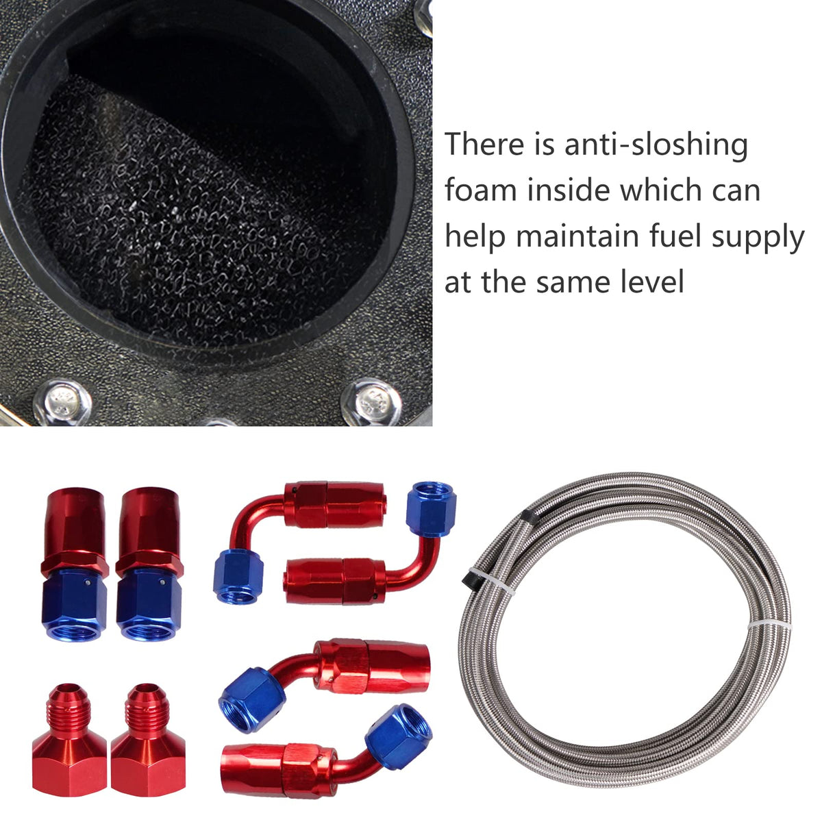 5 Gallon 20L Polished Aluminum Fuel Cell Tank with Cap Level Sender Oil Feed Line U2496