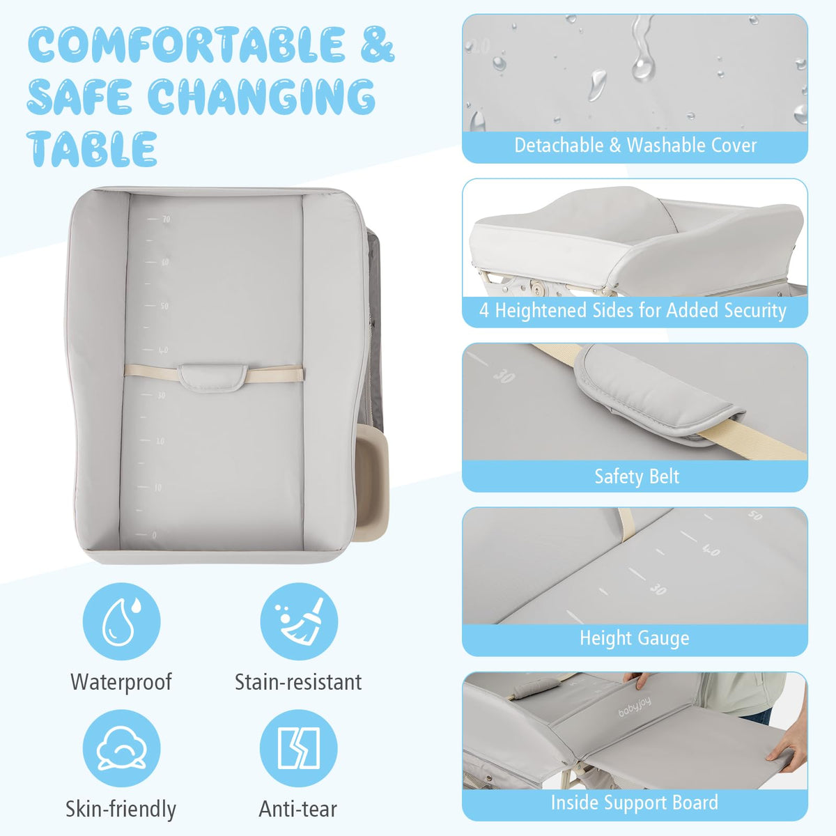 Portable Foldable Baby Changing Table with Wheels X177
