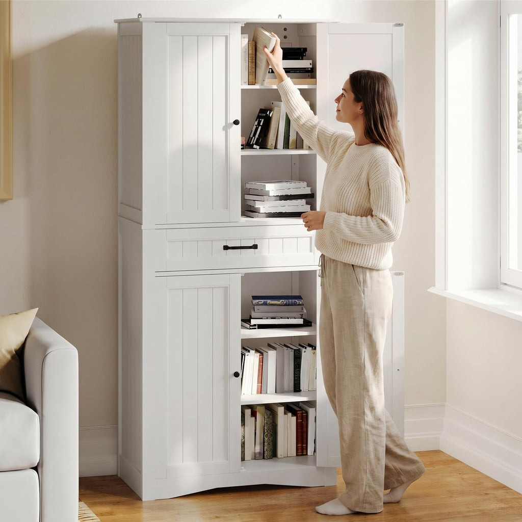71" White Kitchen Pantry Storage Cabinet K5863