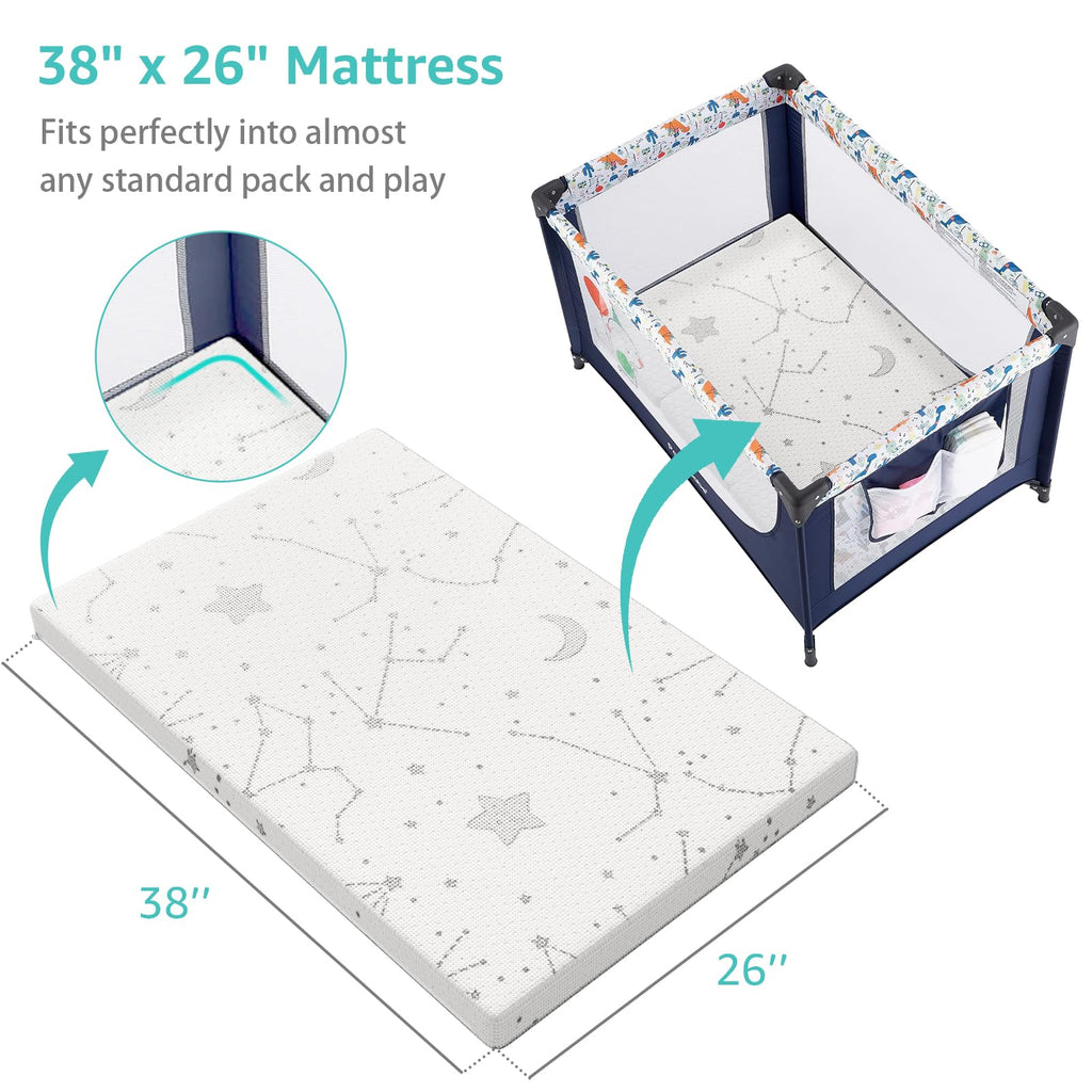 38x26 Waterproof Pack and Play Mattress Pad 2 Pack Z91957