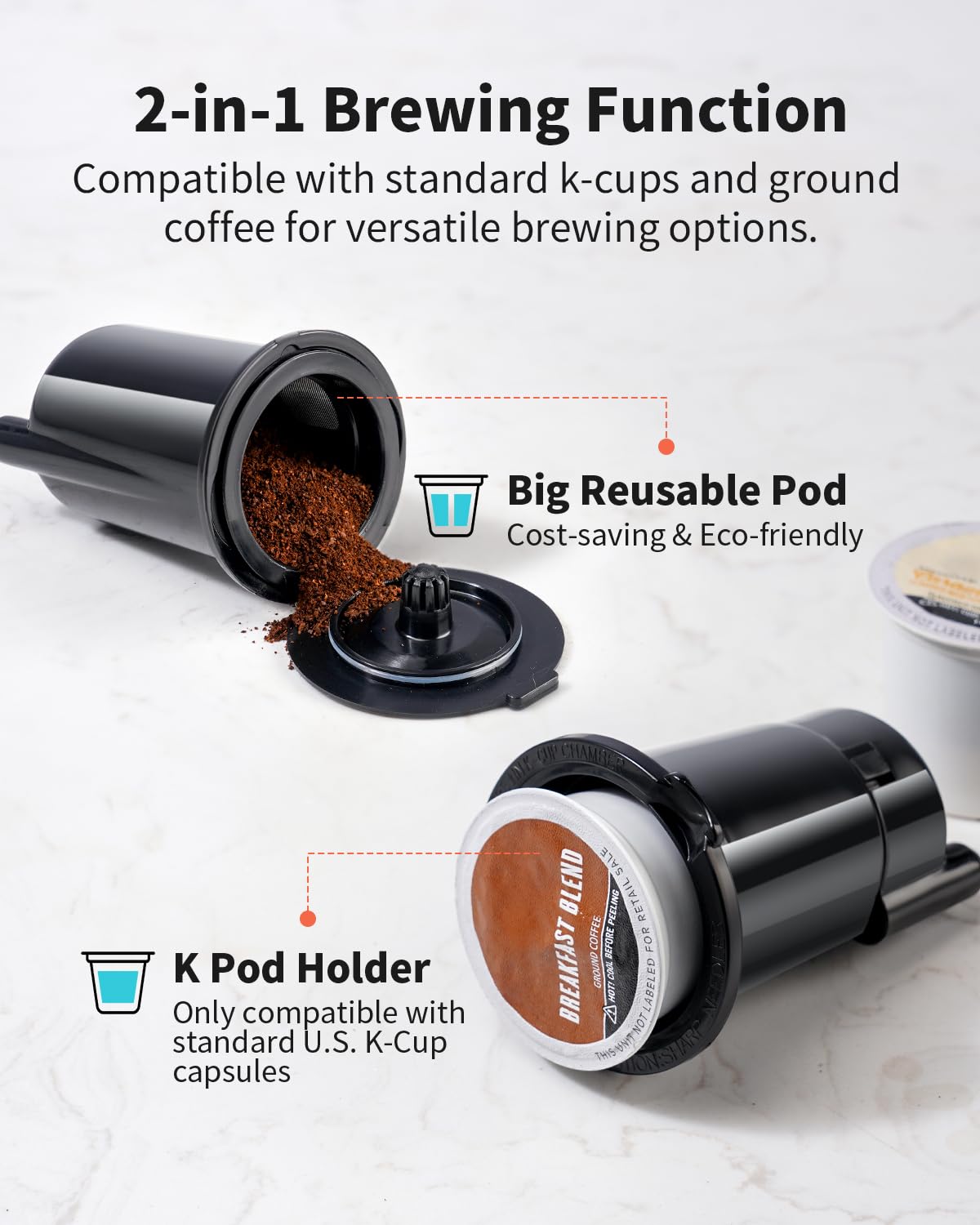 Black Single Serve Coffee Maker with 40oz Water Tank N38157