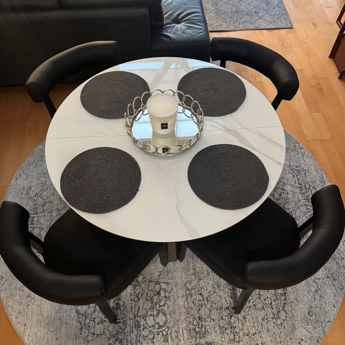 Black Faux Leather Dining Chairs Set of 4 Y559