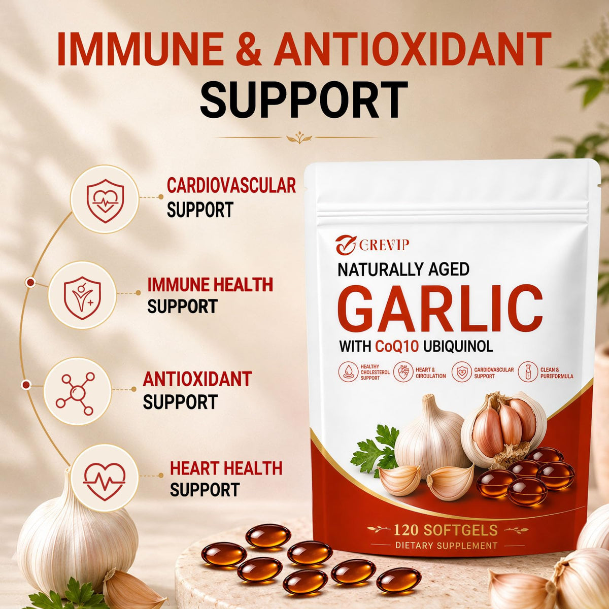 Odorless Garlic Extract Softgels 120Ct B494