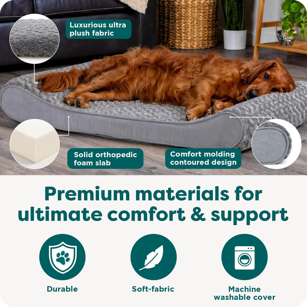 XL Plush Suede Orthopedic Dog Bed I25429