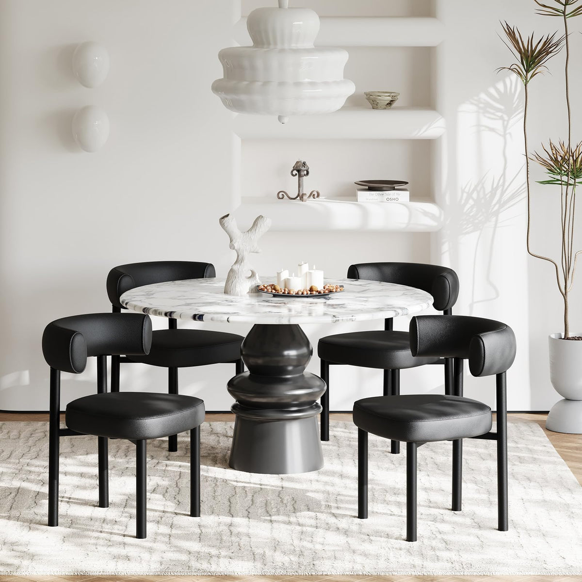 Black Faux Leather Dining Chairs Set of 4 Z721761