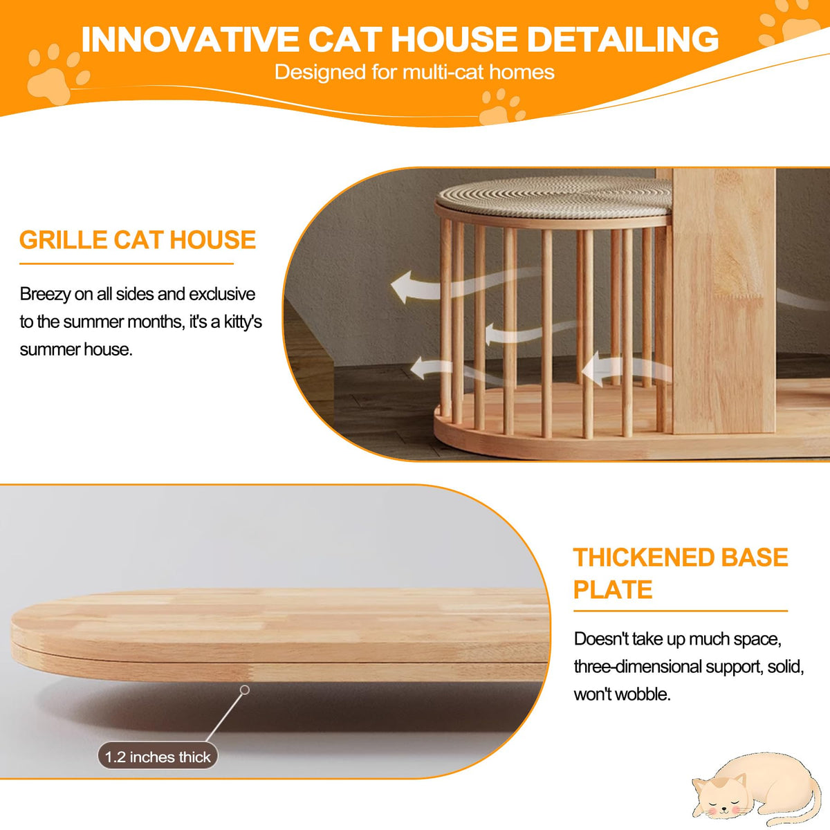 Solid Wooden Cat Tree Tower with Scratching Post C25066