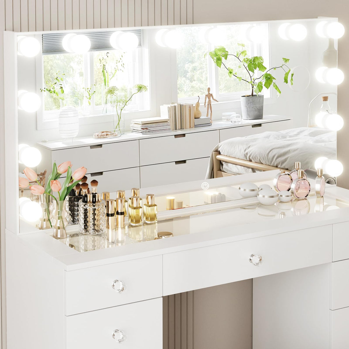 Vanity with Lighted Mirror C12408