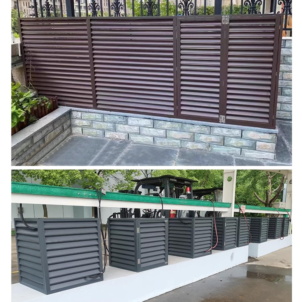 Aluminum Alloy Air Conditioner Fence 4 Panels Brown Y3031