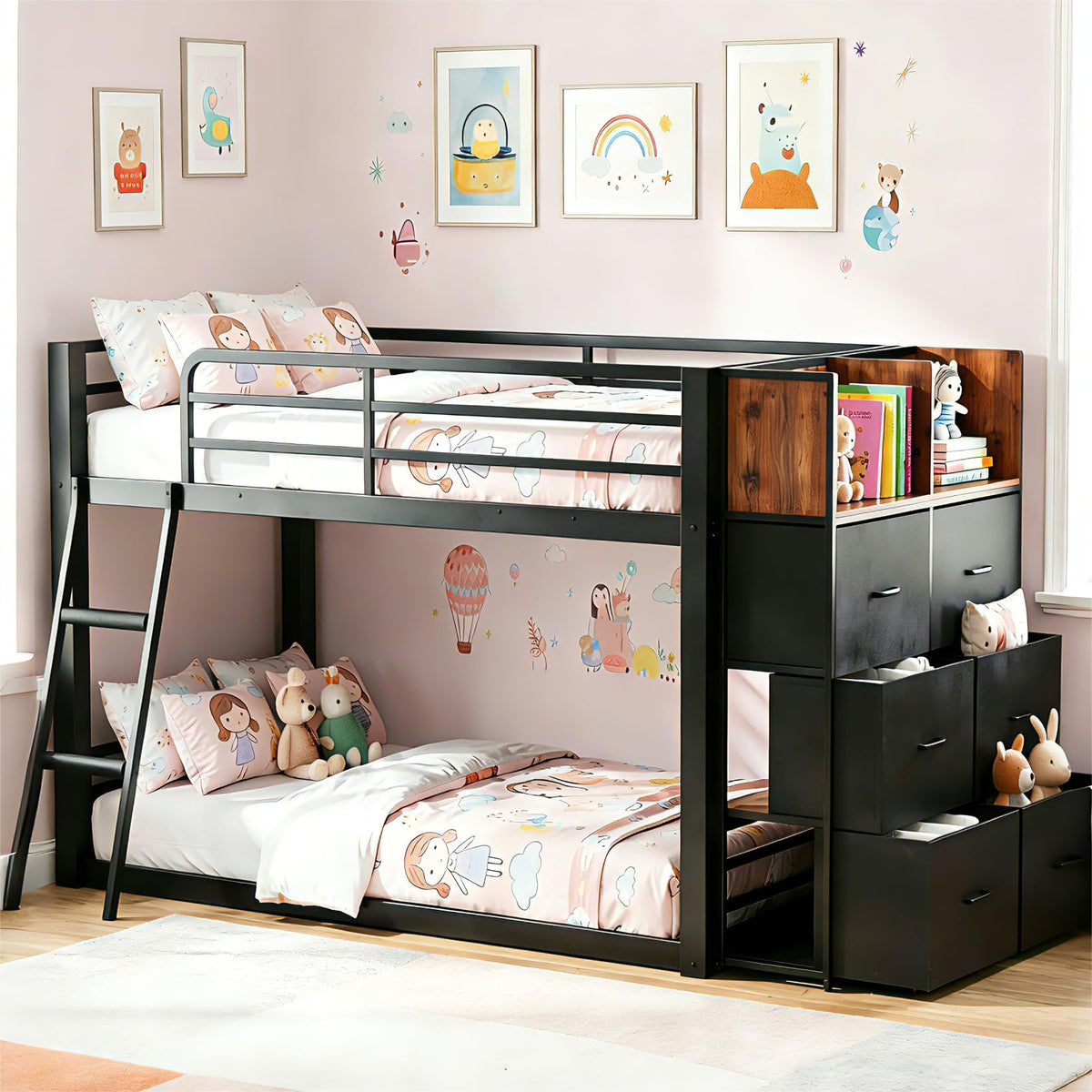Twin Over Twin Bunk Bed with Storage Dresser E10168