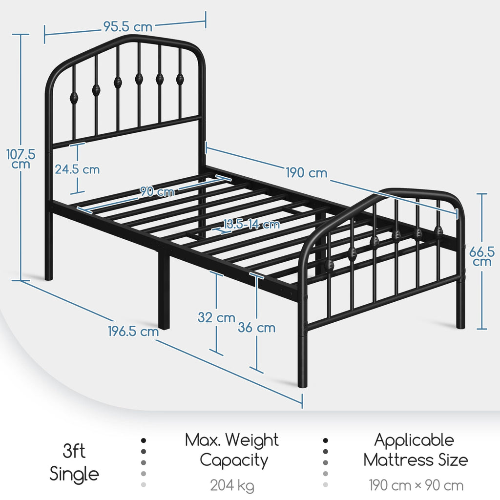 Twin Metal Bed Frame with Victorian Headboard P4113