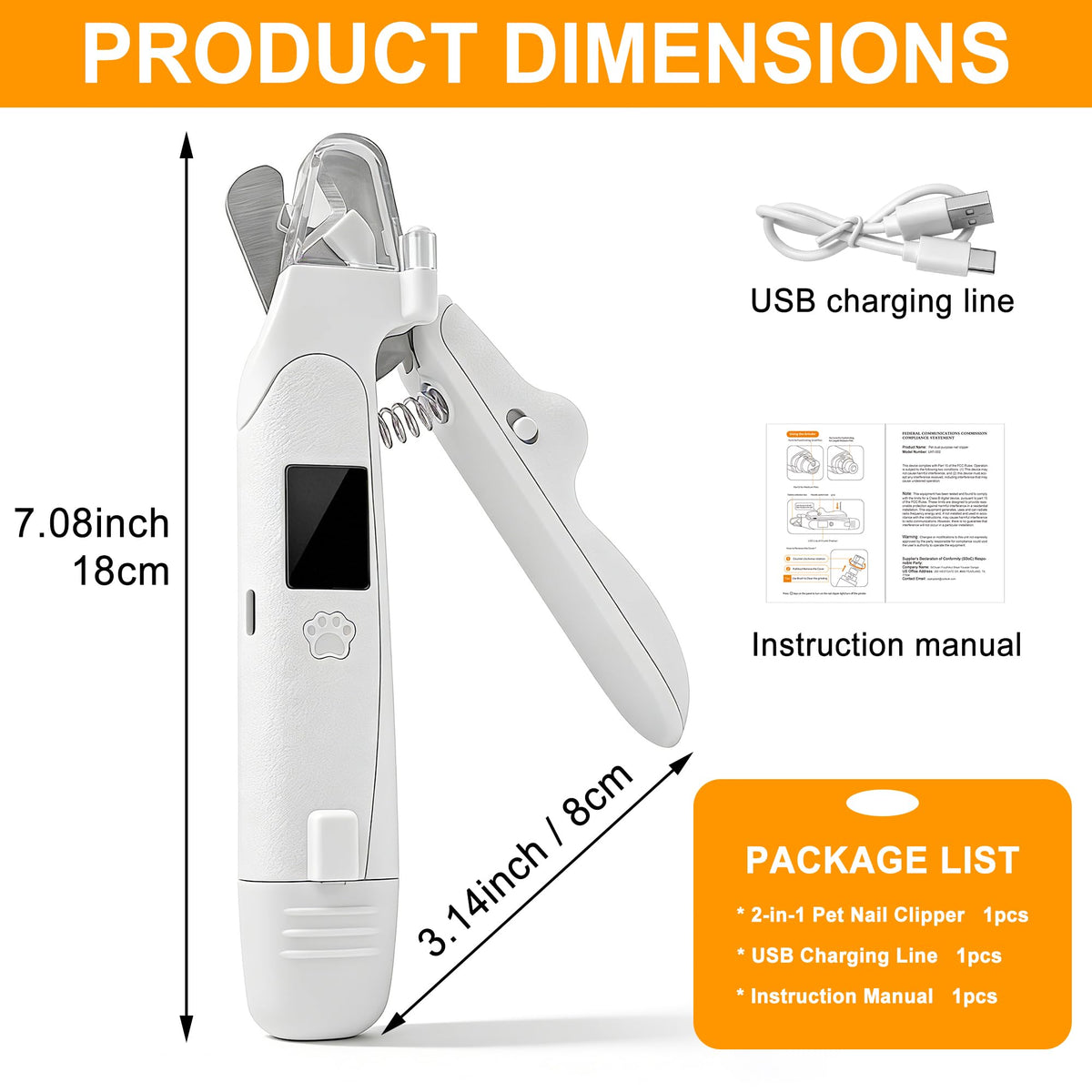 Dog Nail Clippers & Grinder with LED Light A2489