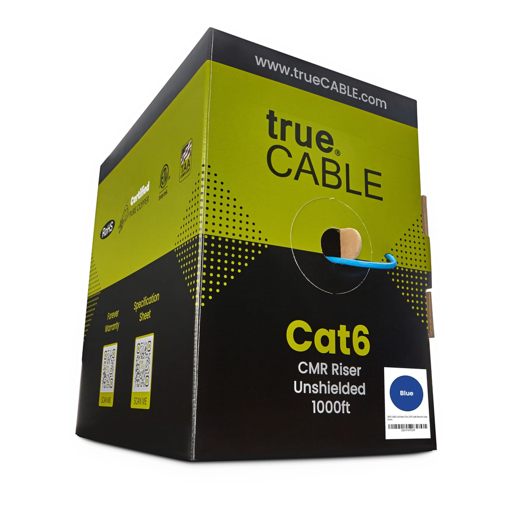 Blue 1000ft Cat6 Riser UTP Bulk Ethernet Cable O940