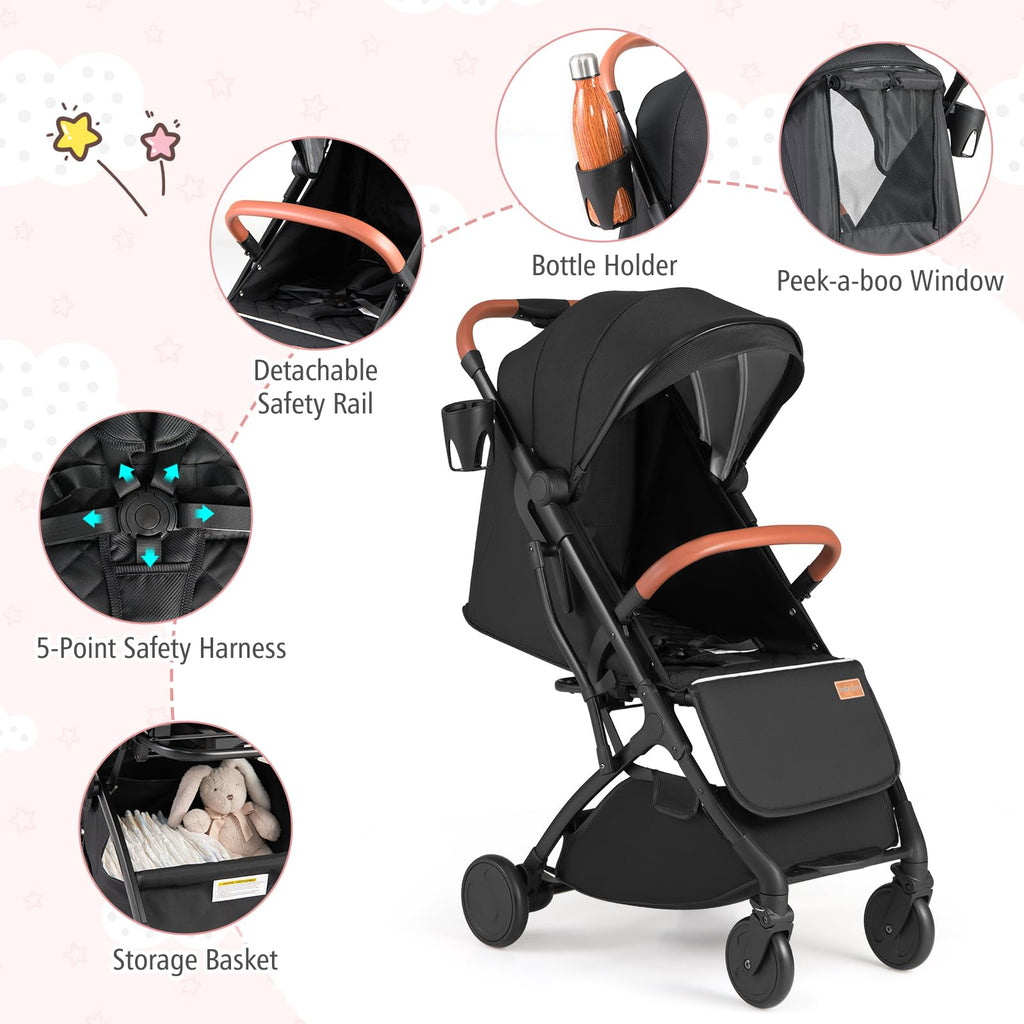 Lightweight Compact Stroller with One-Hand Fold and Canopy T4999