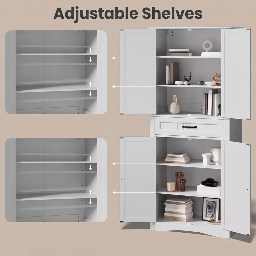 71" White Kitchen Pantry Storage Cabinet K5863