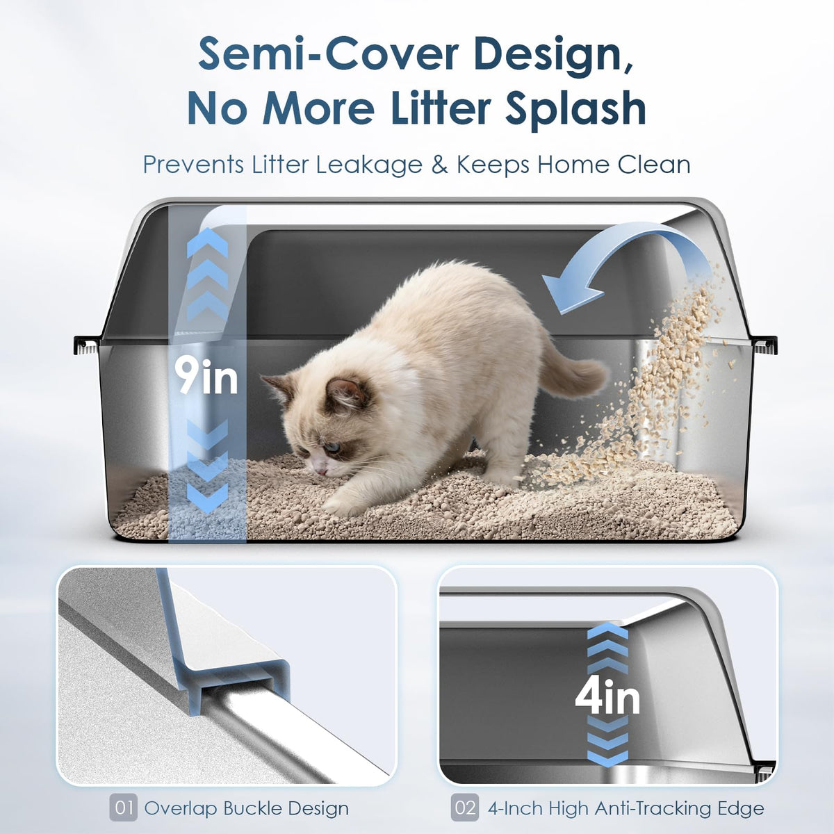 Stainless Steel Cat Litter Box with Lid P9984