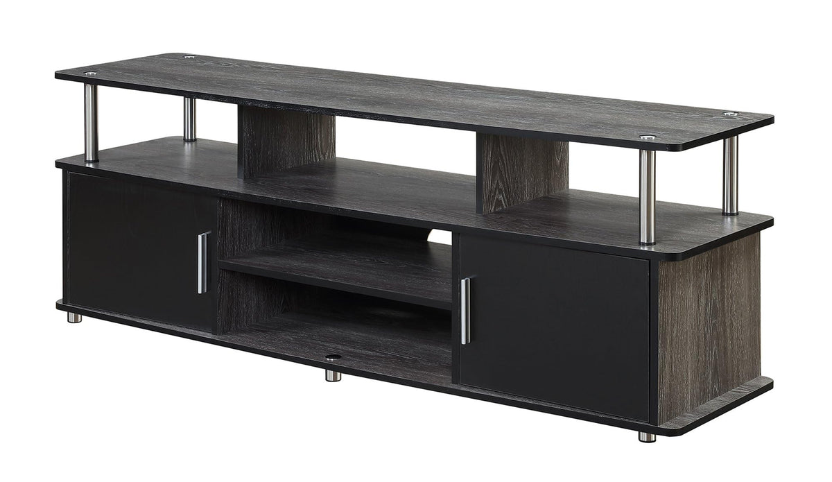 60" Weathered Gray Wood TV Stand with Cabinets and Shelves X625