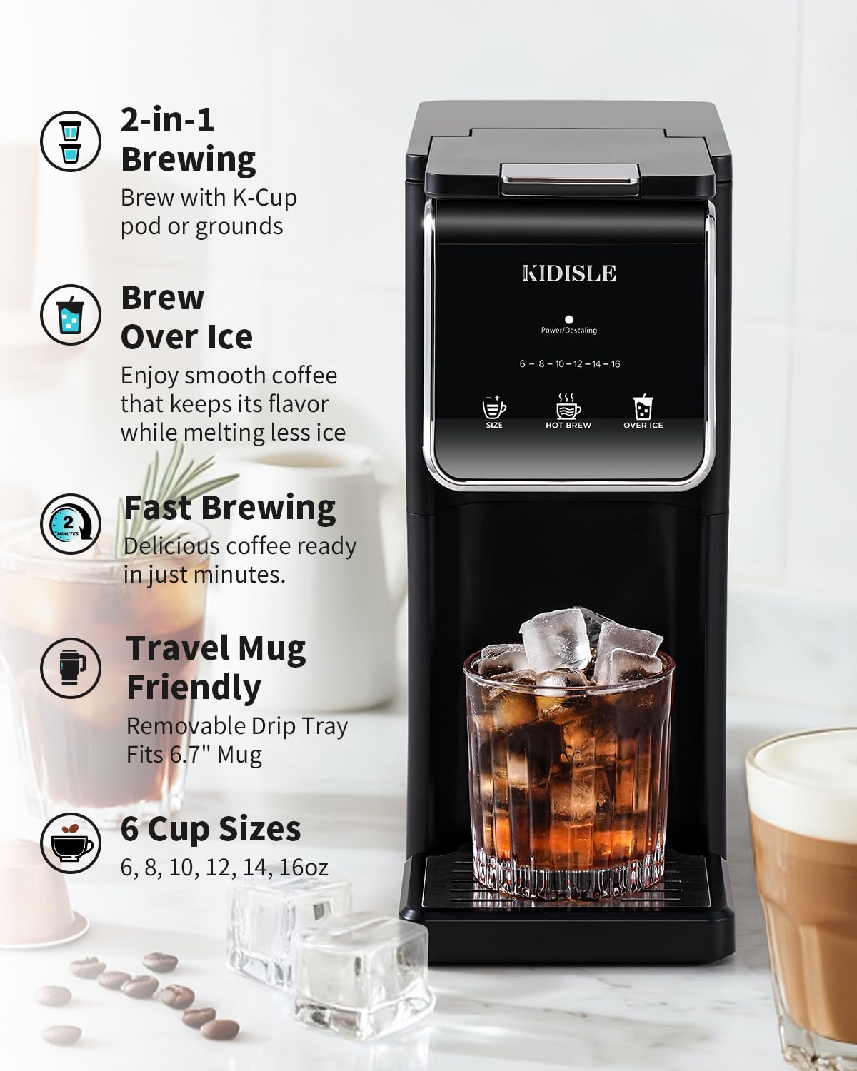 Black Single Serve Coffee Maker with 40oz Water Tank N38157