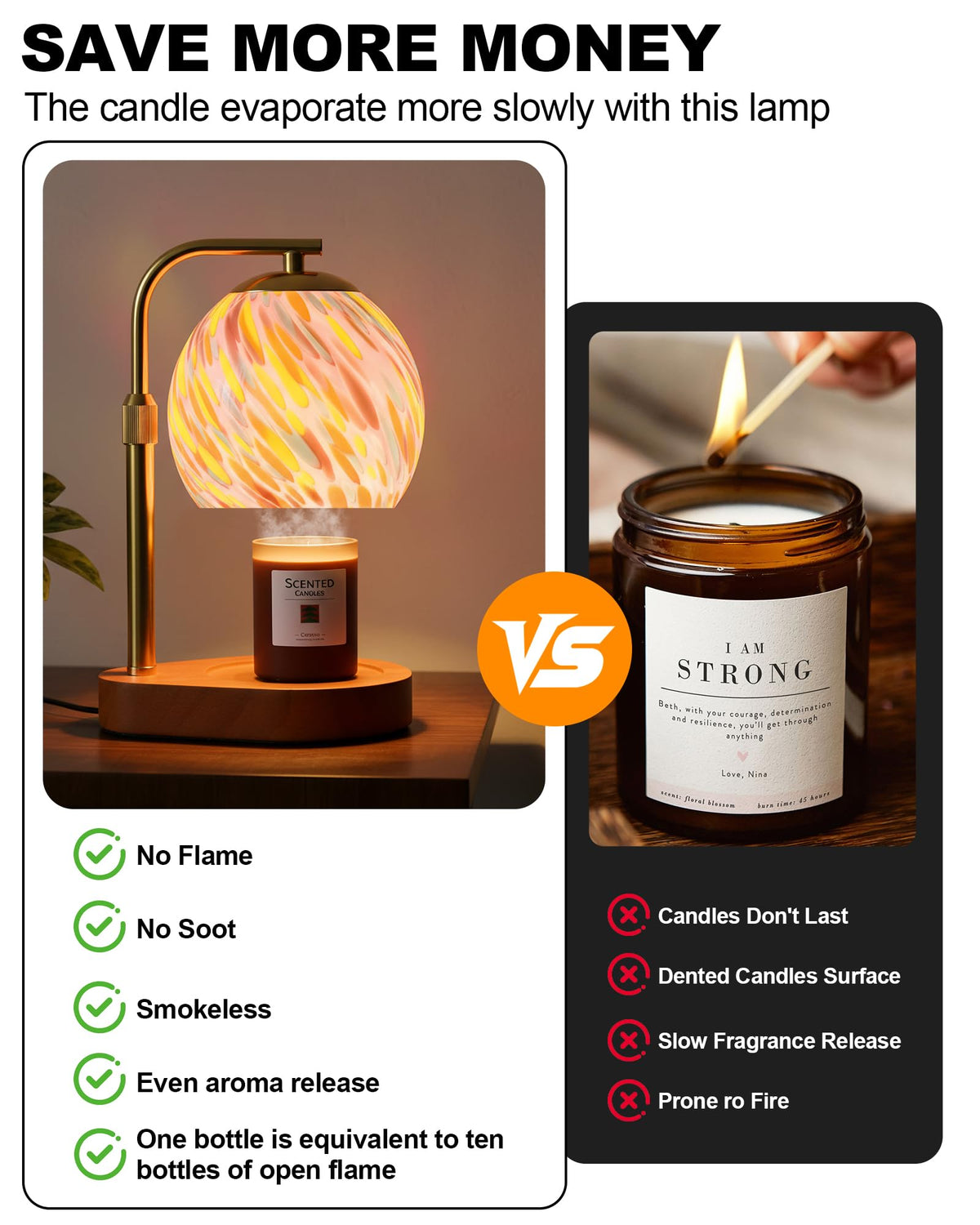Stained Glass Candle Warmer Lamp with Adjustable Height J9880