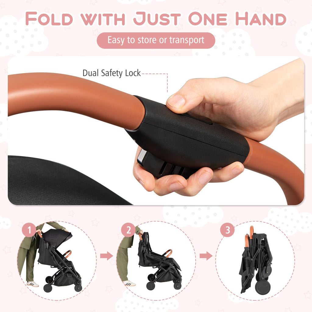 Lightweight Compact Stroller with One-Hand Fold and Canopy T4999