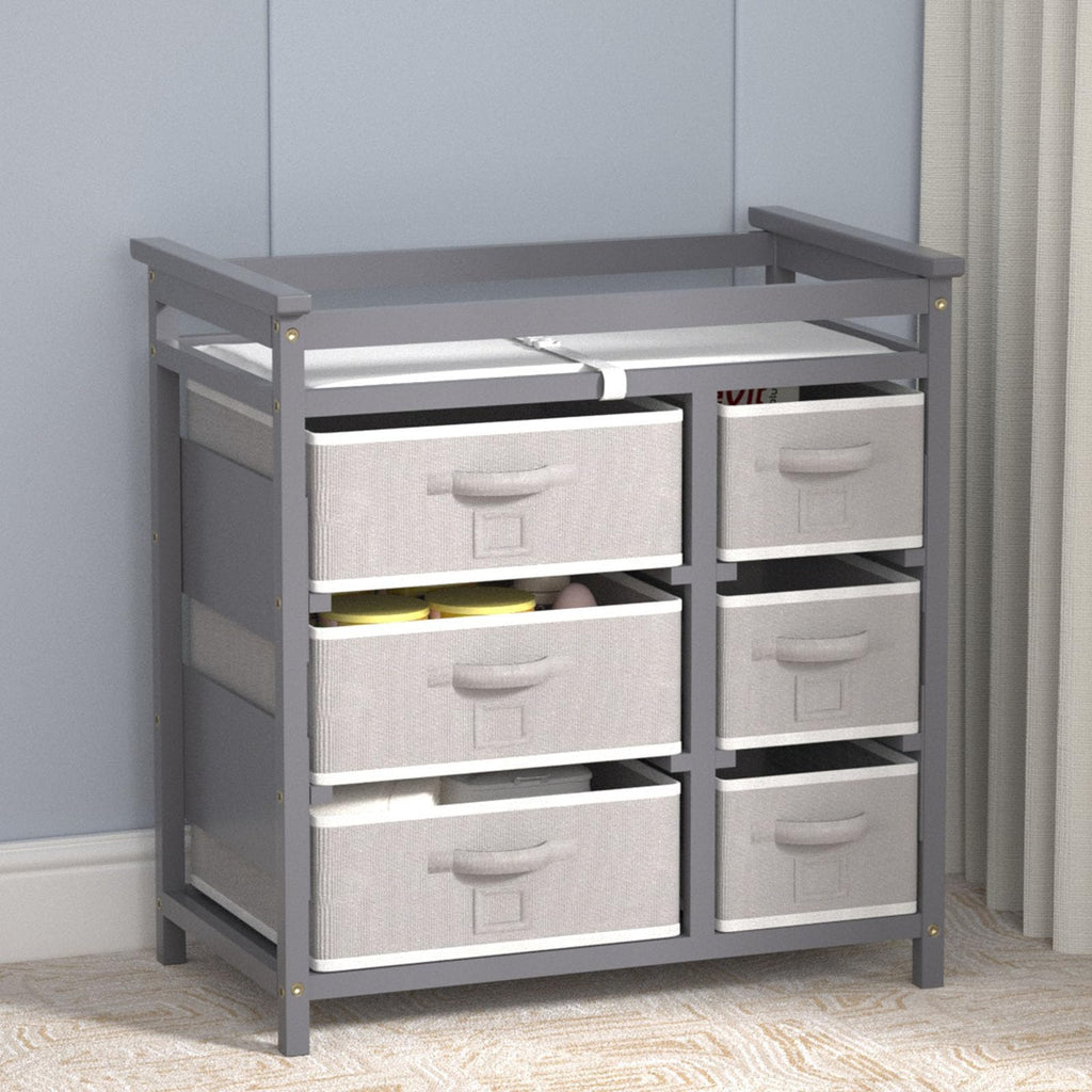 Baby Changing Table with 6 Drawers Storage Station O31414