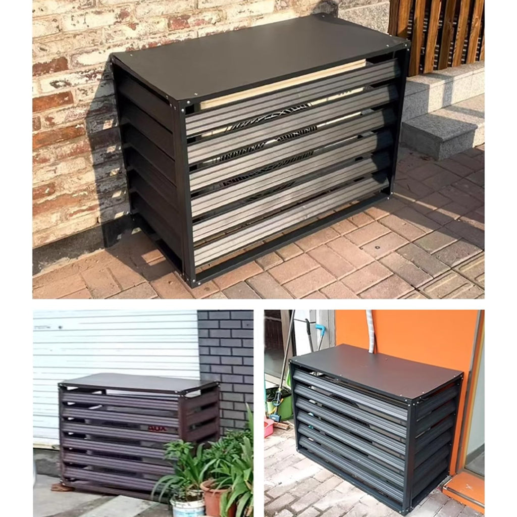 Aluminum Alloy Air Conditioner Fence 4 Panels Brown Y3031