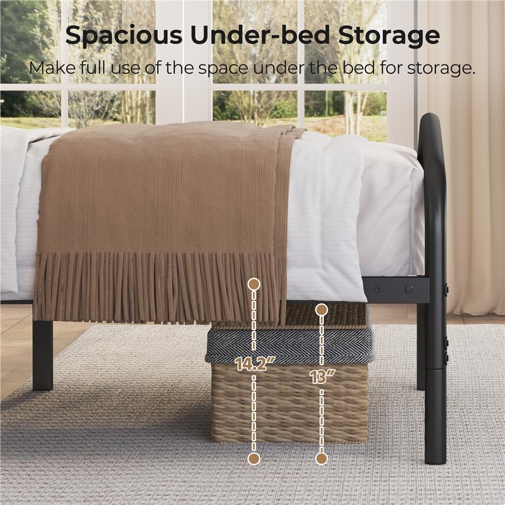 Twin Metal Bed Frame with Victorian Headboard P4113