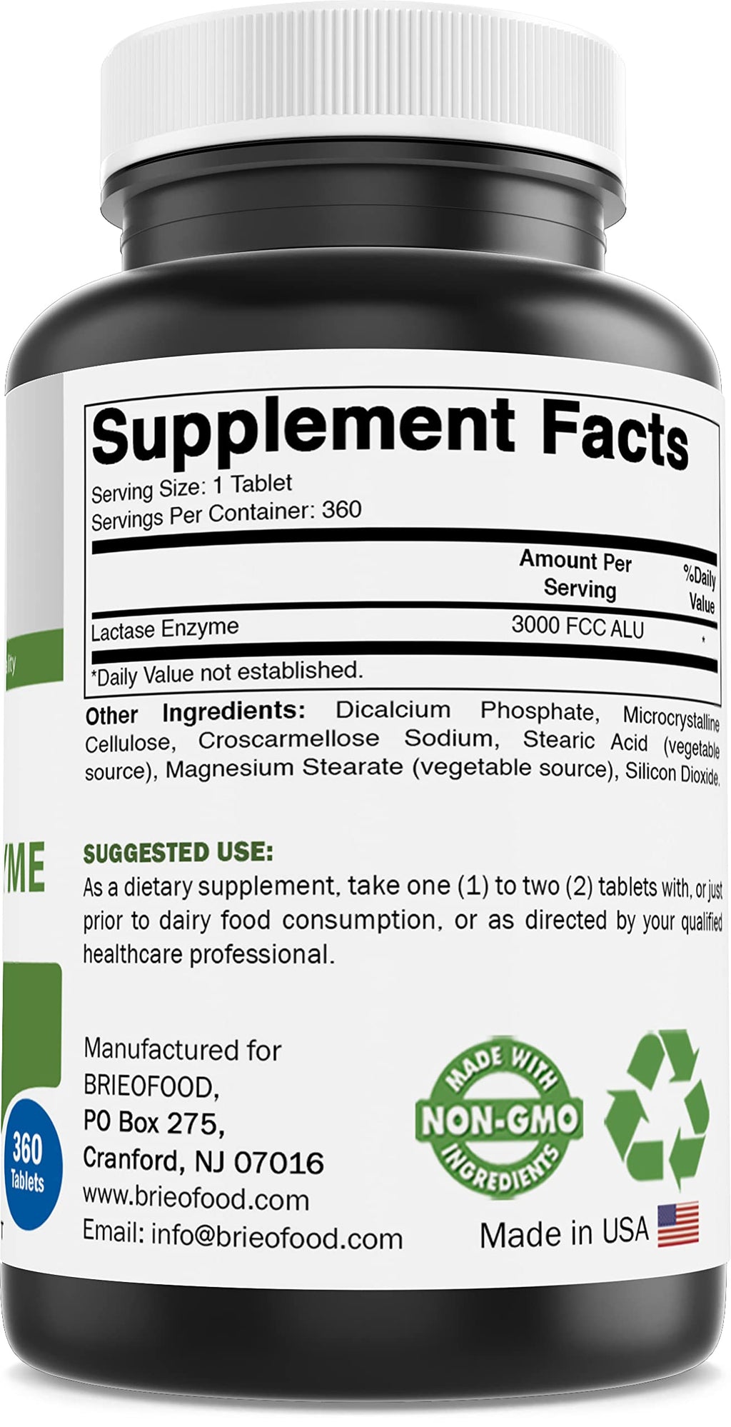 Lactase Enzyme 3000 FCC 360 Tablets F270118