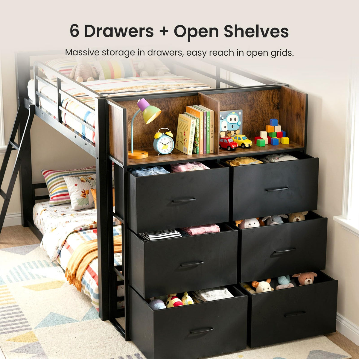 Twin Over Twin Bunk Bed with Storage Dresser E10168
