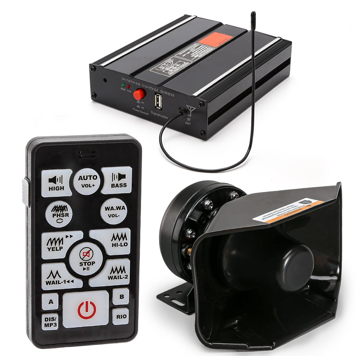 12V 200W 20 Tones Emergency Siren PA System I9266
